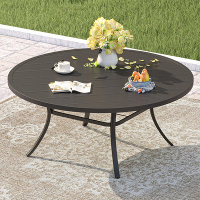 Patio Metal 60 L x 60 W Outdoor Round Dining Table