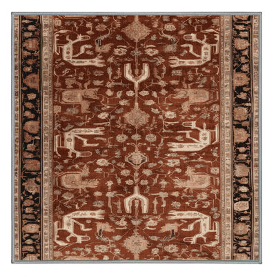 Machine Washable Persian Brown Area Rug