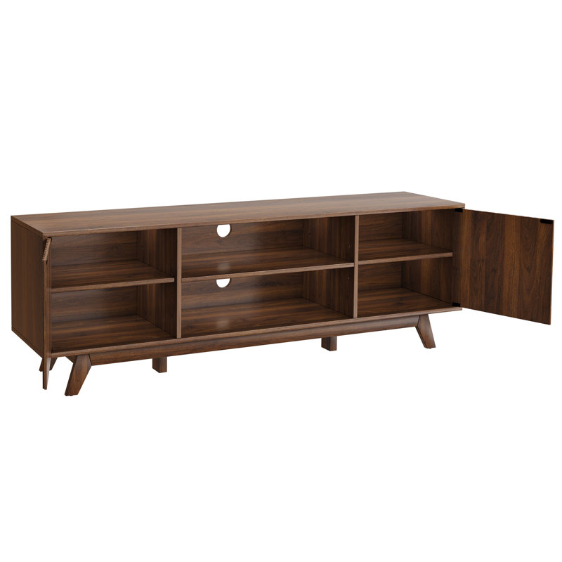 Chapne LED TV Stand Media Entertainment Center Table with 2 Cabinets and Adjustable Shelf, Walnut