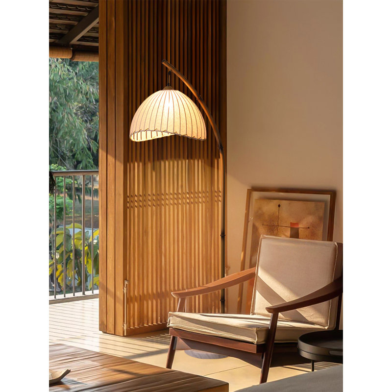 Zen-style metal fabric marble floor lamp