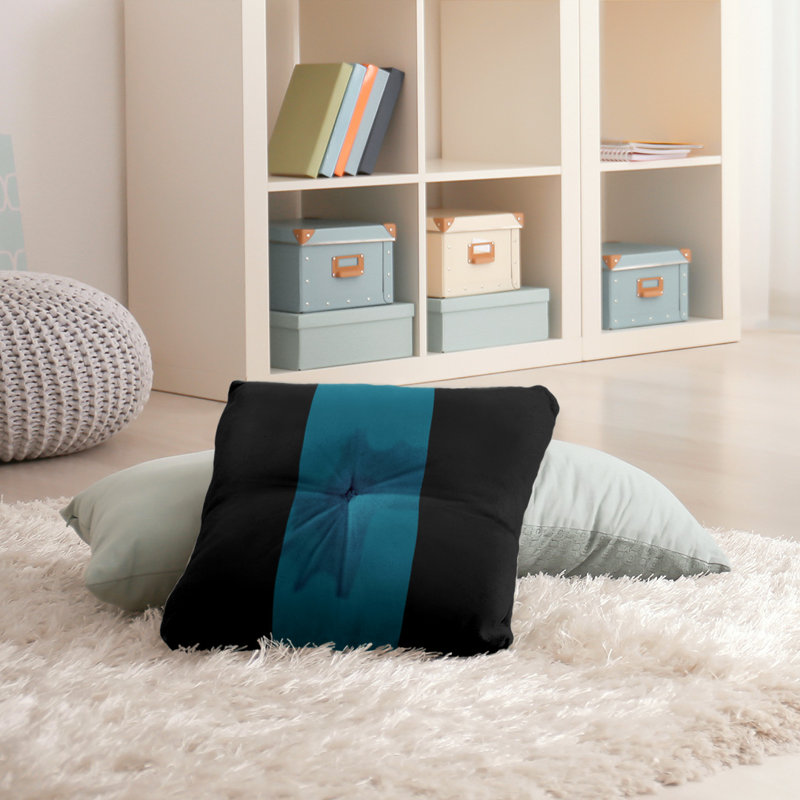  Coussin de sol touffeté, 30 po x 30 po, Noir/turquoise