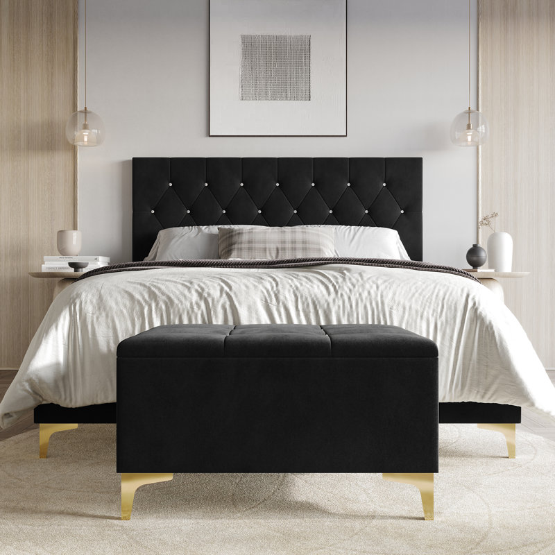 Ensemble de chambre à coucher 2 pièces Gatsby, Noir, Double