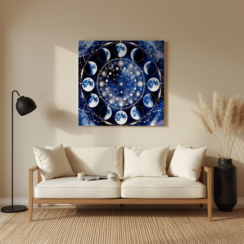 Art mural en métal bleu Space Space Phases, H 12 po x l 12 po