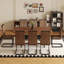 Ensemble de salle à manger 8 places en noyer et noir de jais avec table rectangulaire de 71 pouces et chaises en tissu technique pour les salles à manger modernes