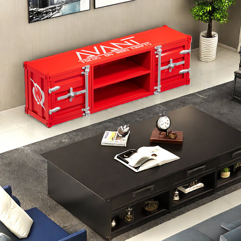 Crédence de rangement l 59,05 po Mulero, Rouge