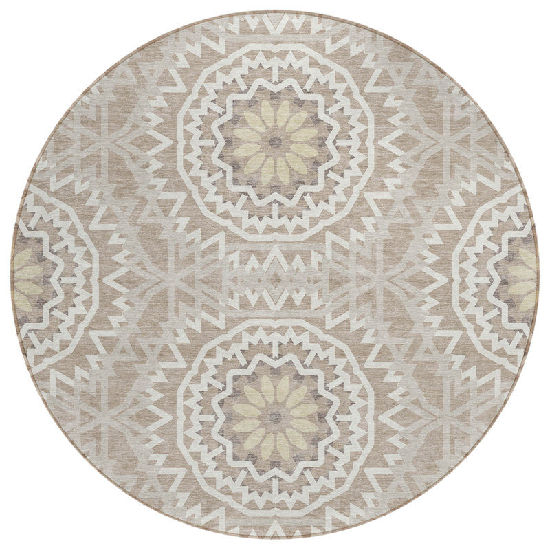 Kawon Geometric Indoor / Outdoor Rug, Round 8'