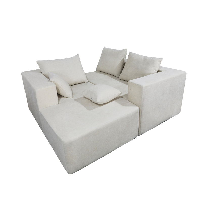 Canapé-lit polyvalent et polyvalent avec éponge haute densité et tissu en lin doux, plusieurs configurations pour plus de confort et de flexibilité