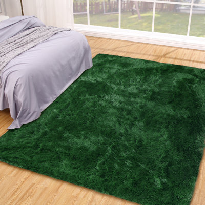 Large Green Washable Shag Area Rugs Non-Slip Fluffy Shag Plush Fuzzy Shaggy Rug for Living Room, Bedroom, Home Decor