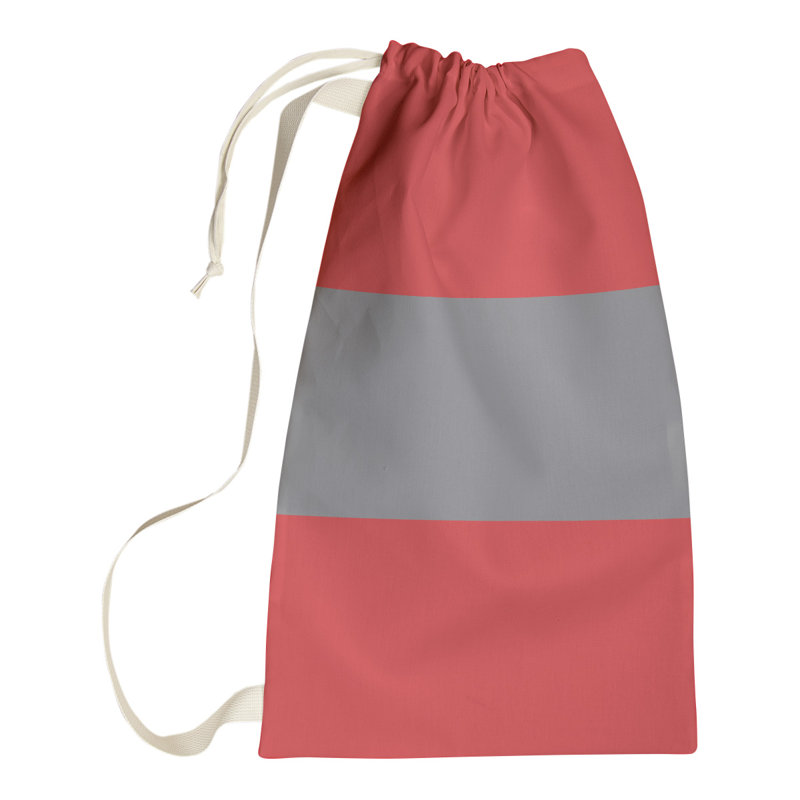 Fabric Laundry Bag with Handles, 29" H x 18" W x 1.5" D, Red/Flat Gray/Red