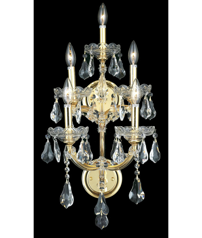 Stockard Wall Sconces, Royal Cut, Gold, Crystal Clear