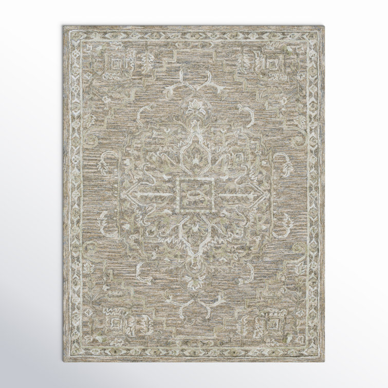 Cait Oriental Handmade Tufted Wool/Viscose Brown/Blue/Sage Area Rug
