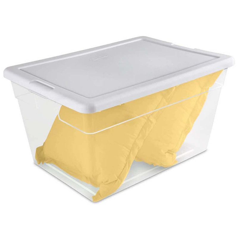 Boîte de rangement en plastique transparent de 56 pintes et couvercle verrouillable Sterilite