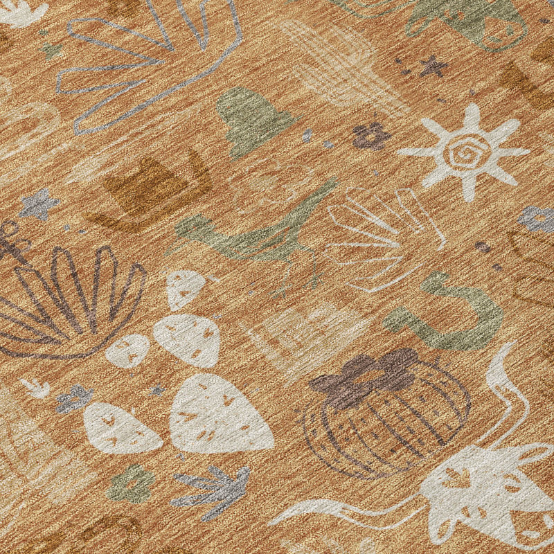 Machine Washable Indoor/Outdoor Chantille ACN2512 Kids Rug, Runner 2'3" x 7'6", Copper