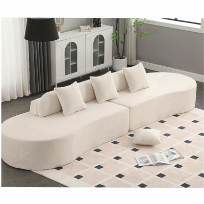 Canapé moderne courbé, canapé en tissu éponge, canapé minimaliste dans le salon, appartement, aucun assemblage requis, trois coussins