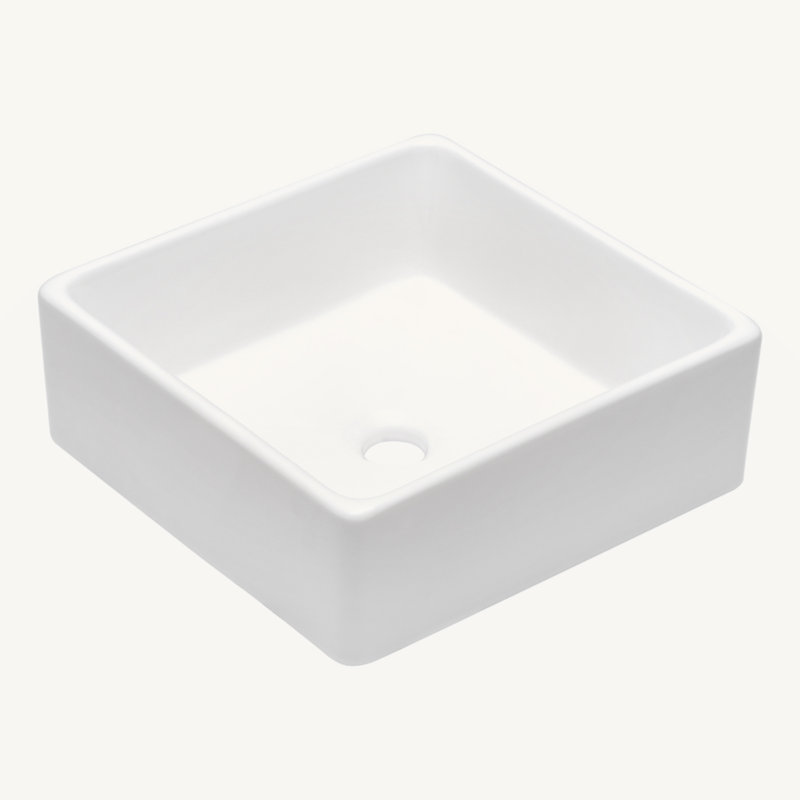 Lavabo de salle de bain vasque carrée 15X15 pouces en céramique blanche