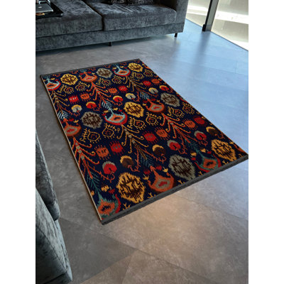 Tapis décoratif multicolore bleu marine