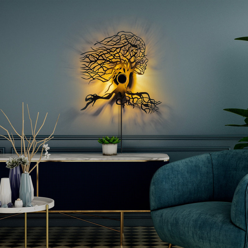 Lampe murale moderne noire 19,0 po x 19,3 po x 3,5 po | Fabrication 100% métal, 40 W | Interrupteur marche / arrêt, câble de 78,7 pouces | Conception polyvalente enfichable, indice de protection IP20 | Parfait pour la maison, le bureau et les espaces d