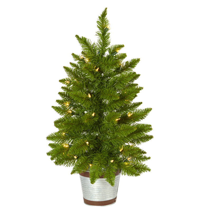 Lighted Artificial Christmas Tree, 2' H