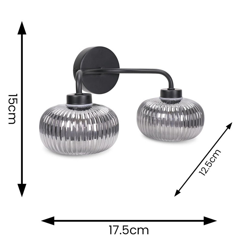 Aniva Glass Armed Sconce, No, Smoked Glass, Matte Black