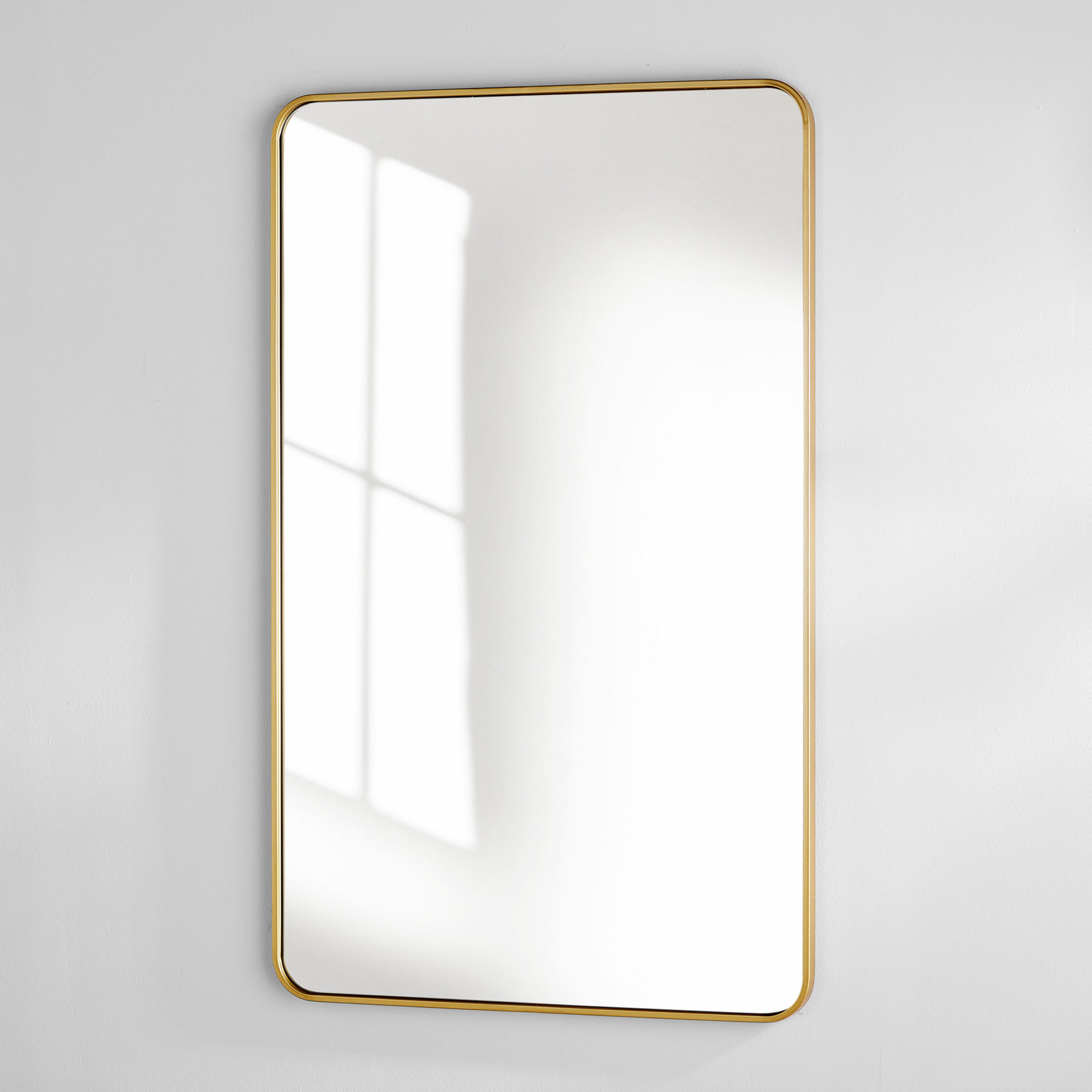 Sabine Metal Rounded Rectangle Wall Mirror, 48" x 30", Brass