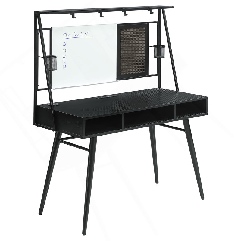 Bureau d'écriture Darby noir et bronze avec ports USB
