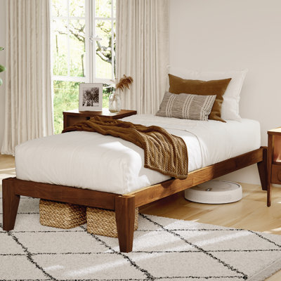 Carruthers Full Bed Frame - Solid Wood Platform Bed - Japanese Joinery Bed Frame - Wood Slat Support - No Box Spring Needed - Easy Assembly - Minimalist & Modern Style (Walnut, Twin Xl)