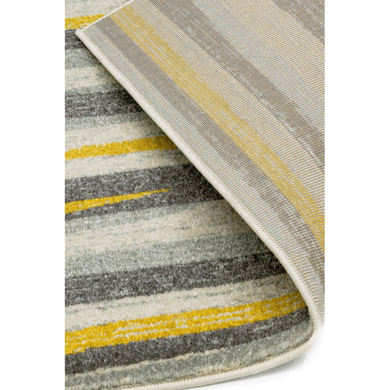 Chinnock Flatweave Yellow/Grey Area Rug, Rectangle 120 x 170cm