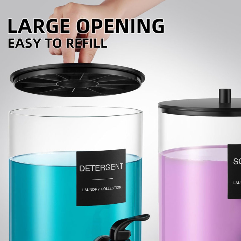 Glass Laundry Detergent Dispenser, 128 oz / 3.5L Fabric Softener Dispenser for Laundry Room Organization
