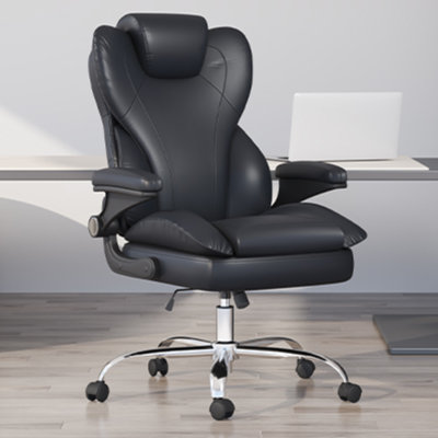 Executive Office Chair with Padded Flip-up Arms, 360° Swivel Free, Easy to Assemble, Black