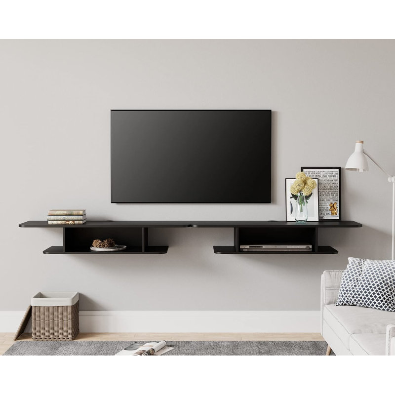 Meuble télé flottant pour téléviseur de 85 po ou moins Chadae, Noir