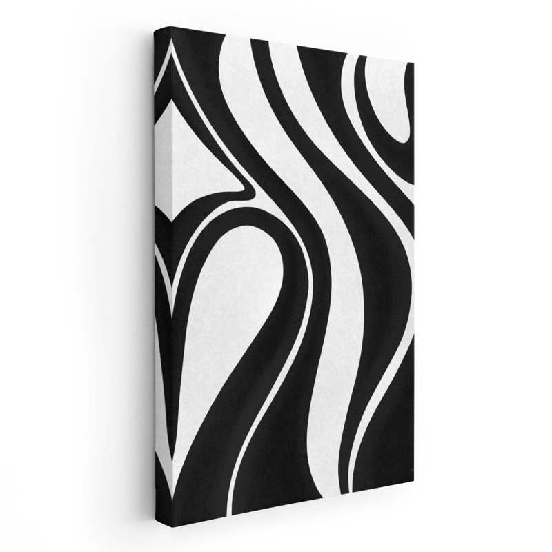 Art mural noir et blanc, art mural abstrait, œuvre d'art moderne pour le salon | Information intuitive , H 60 po x l 40 po