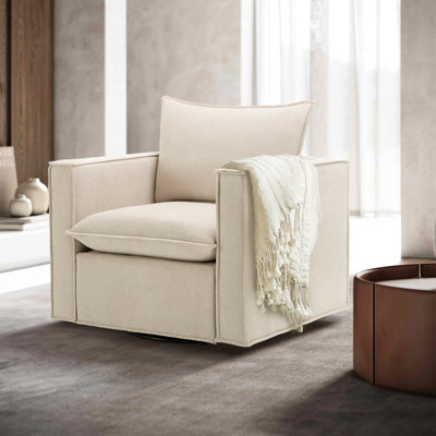 Louretha 34" Wide Fabric Upholstered Swivel Armchair