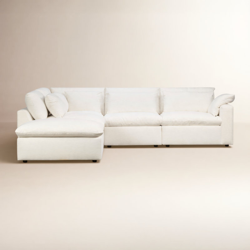 Remy 5-Piece Modular Chaise Sectional, Left Hand Facing, Nomad Snow Crypton® Chenille