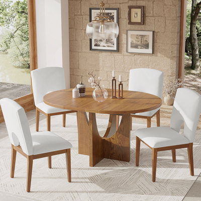 Ensemble de table de salle à manger extensible 5 pièces avec rallonge amovible pour petits espaces