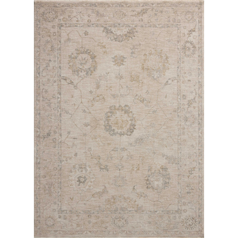 Chris Loves Julia x Loloi Louisa Oatmeal / Slate Area Rug, Rectangle 7'10" x 10'