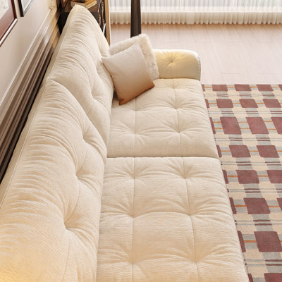 White Genuine Leather Modular Sofa cushion Fourseat