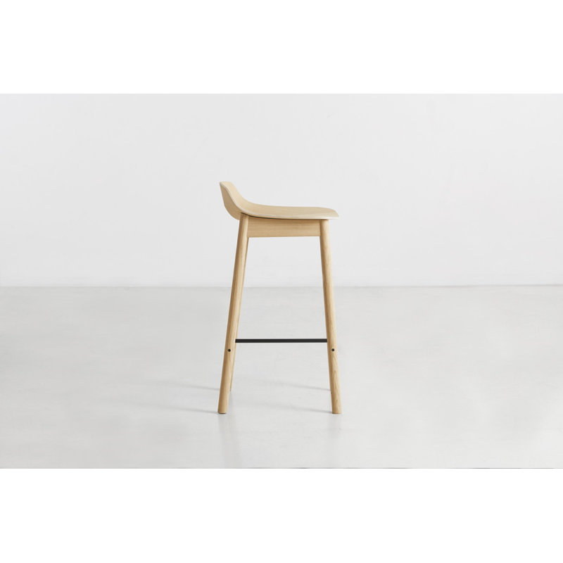 Mono Bar Stool, Counter Stool (25.59'' Seat Height), Oak/Black