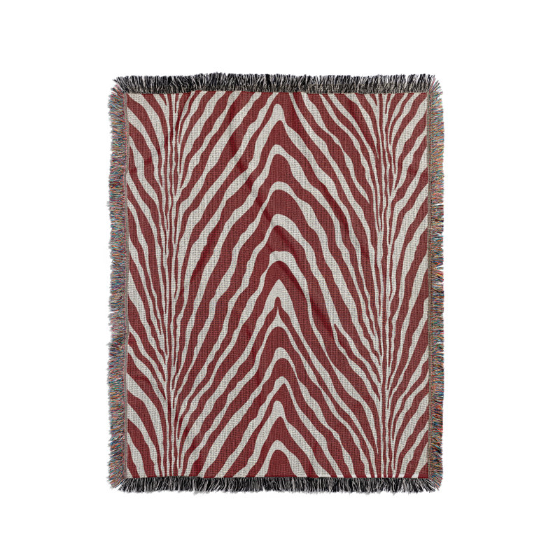 Jeté en mélange de coton à imprimé animal Zoe, L 60 po x l 60 po, Rouge