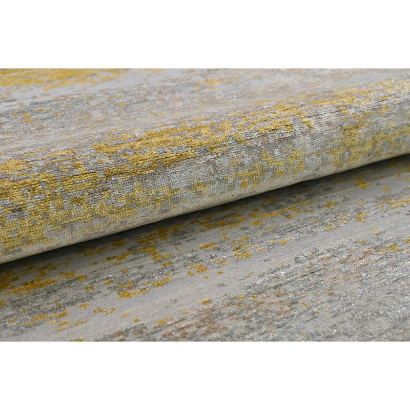 High-Quality Hand-Knotted Silver And Gold Area Rug