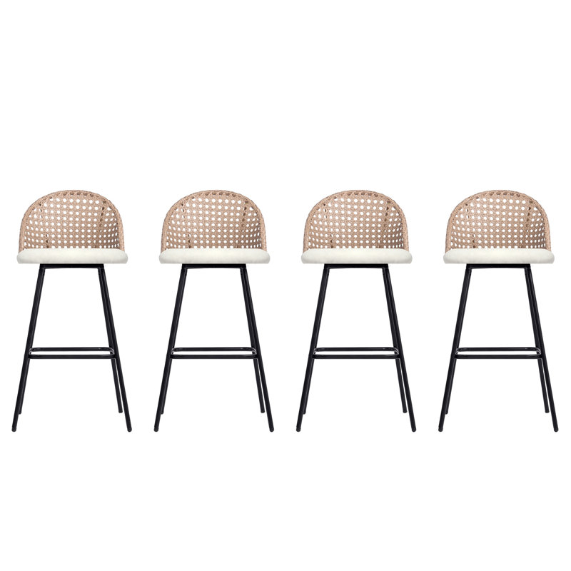 Upholstered Rattan Back Counter & Bar Stool, Beige