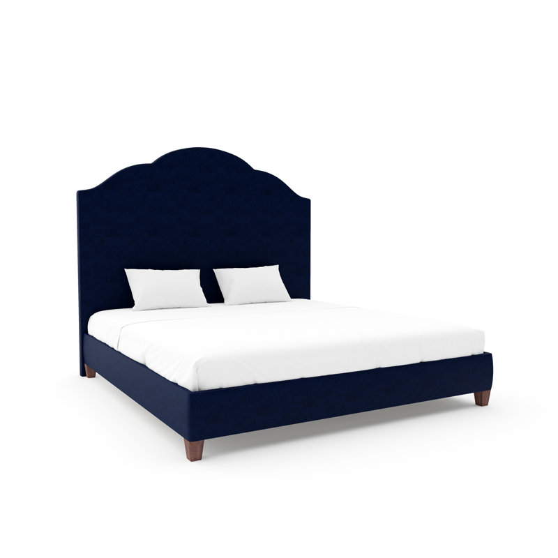Lit Langley avec rails de 9 po, Grand lit, Encre velours performance vie chic, Tabac riche