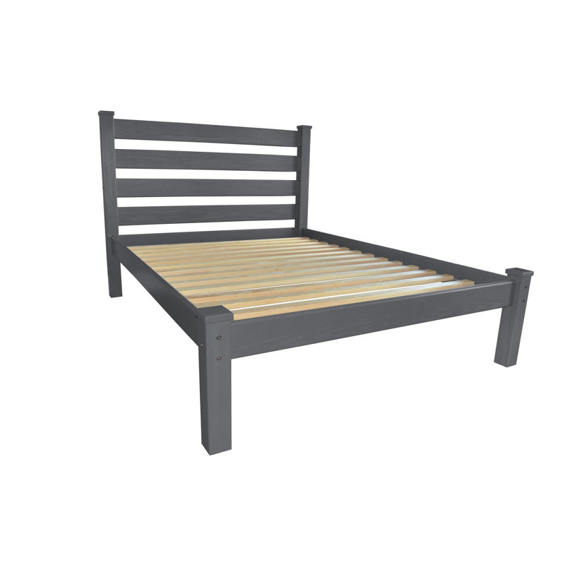Gray Solid Wood Queen Bed Frame