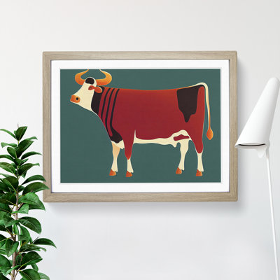 Lovely Cow Abstract 1 Piece Single Picture Frame Wall Art