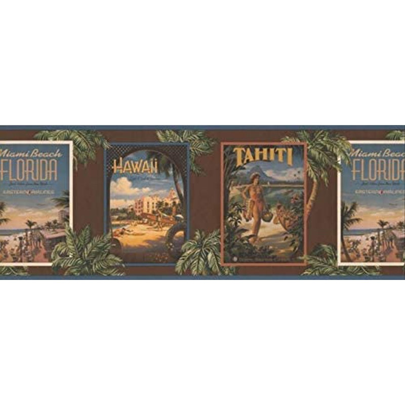  Hawaii Scenery 15' L x 9" W Wallpaper Border, 15' L x 9" W