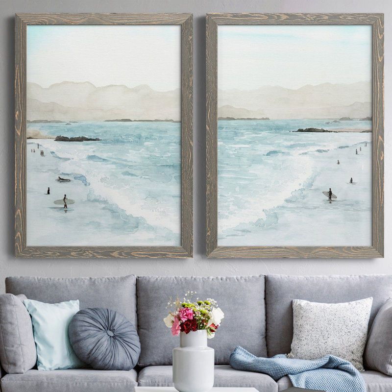 " In The Surf I " 2 - Pieces Painting Print, Gray, 43.5" H x 63" W