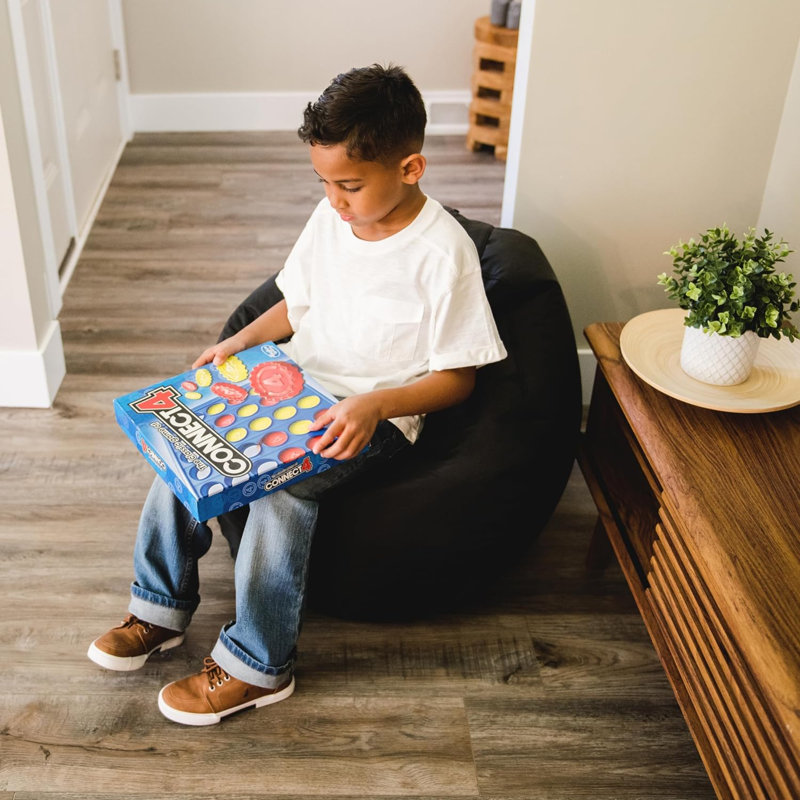 Classic Bean Bag Chair, Black Smartmax, Durable Polyester Nylon Blend, 2 Feet Teardrop