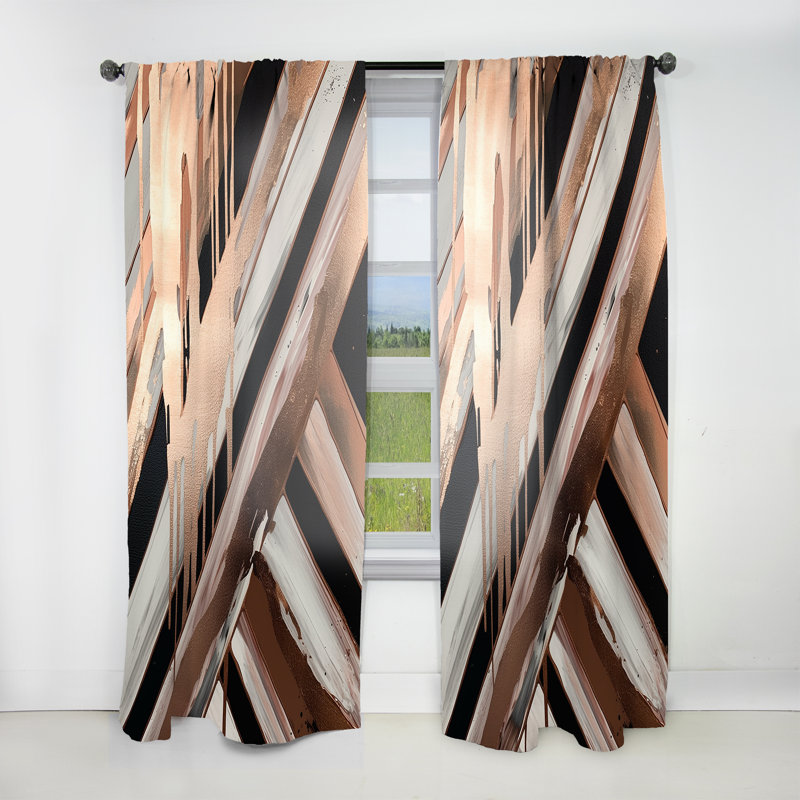 Ovington - Or rose embrassant l'essence des lignes II - Rideau moderne - Velours obscurcissant - 1 panneau, L 52 po x L 84 po