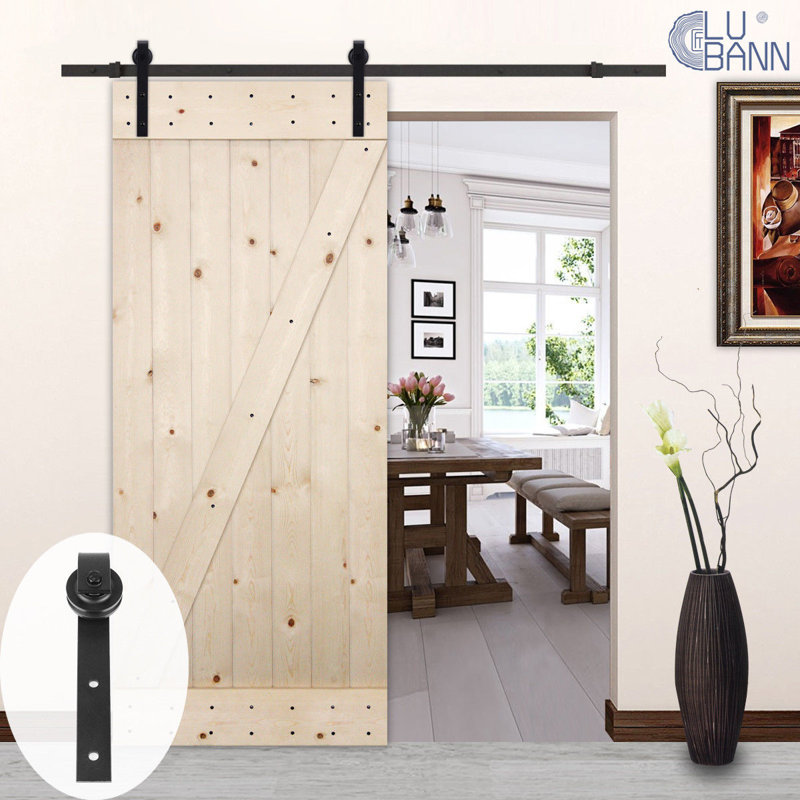 Black Steel Sliding Barn Door Hardware Kit
