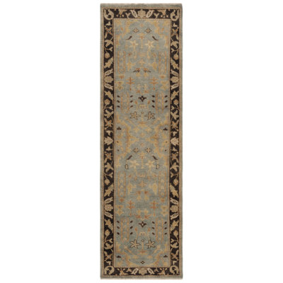 Oushak Hand-Knotted Wool Light Blue/Brown Area Rug