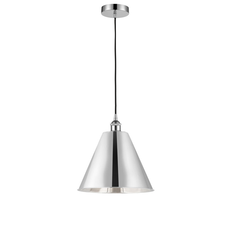 Luminaire suspendu conique 1 lumière, Chrome poli, Chrome poli, H 11,75 po x l 8 po x P 8 po